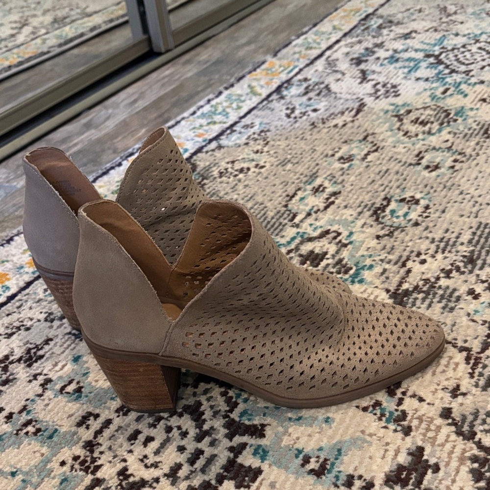 Lucky Brand Taupe Perforated Ankle Booties